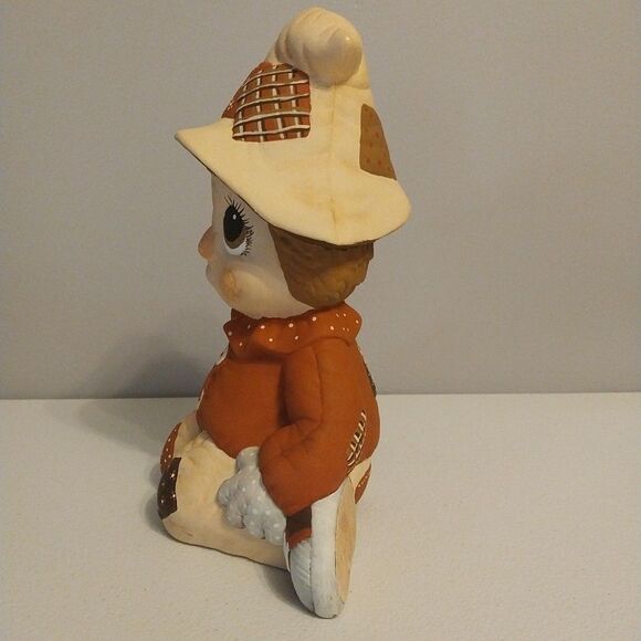 Vintage Ceramic Scarecrow Figurine Handmade Hand Painted Large Fall Harvest Cute - Picture 3 of 14